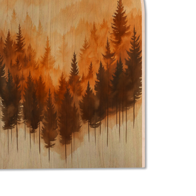 «Latte Forest Glow III», art mural en bois arqué nature, H 40 po x l 30 po, Arche