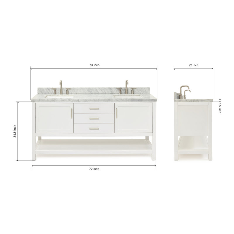 Bayhill 73'' W Double Vanity, White, Oval