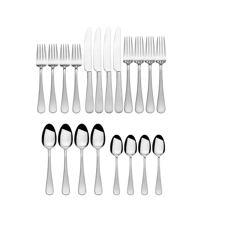 Gourmet Basics by Mikasa Satin 20-Piece Symmetry Flatware Set, Service for 4