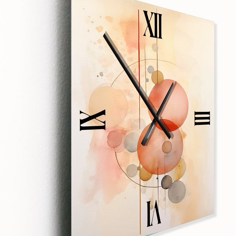 Horloge murale pêche et jaune Minimalist Harmony VI - Minimalisme, Très grand