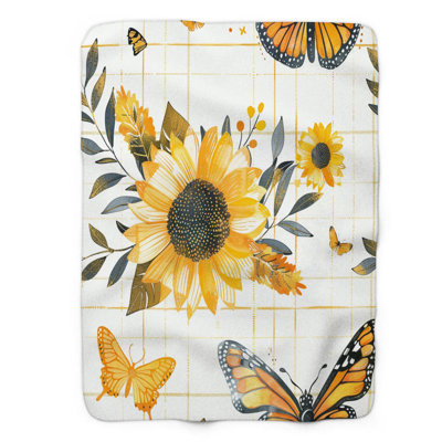 Floral Flutters - Couverture sherpa de qualité supérieure 1 pièce WB_FL_100624_0127