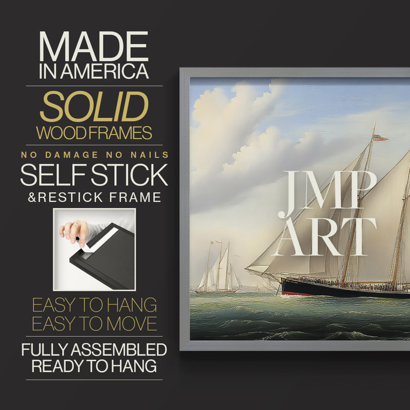 Nautical Series-CXVII -Framed Print - Restickable, Grey, 16" H x 20" W