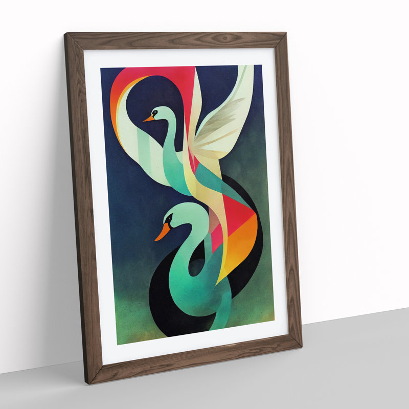 Swan in Abstract No.2 - Framed Print, Walnut Framed, 34cm H x 25cm W x 2cm D