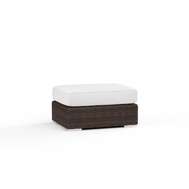 Montecito Outdoor Ottoman, Canvas Flax Sunbrella® Canvas