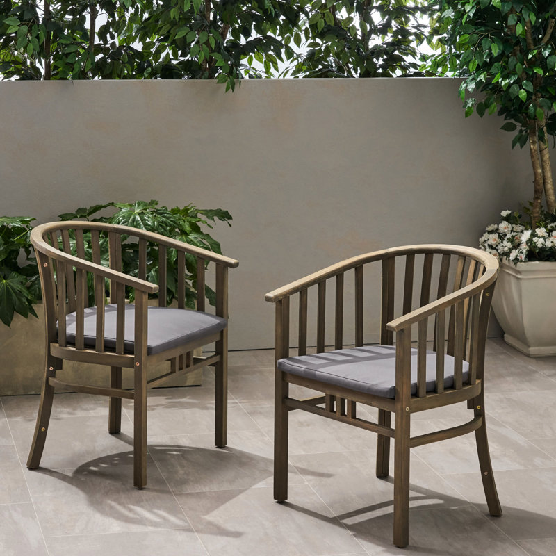Chaises d'extérieur gris foncé avec coussins en chenille, de 2 po. Fabriqué en bois pour une sensation de confort 2, gris. Pour une utilisation durable