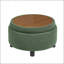 Repose-pieds rond avec rangement de 25 pouces avec plateau, table basse ronde en tissu touffeté avec rangement-1215677376
