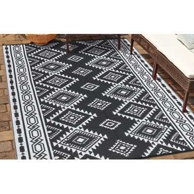 Indoor/Outdoor Reversible Rug, Modern All-Weather Floor Mat for Patio, Deck, Balcony