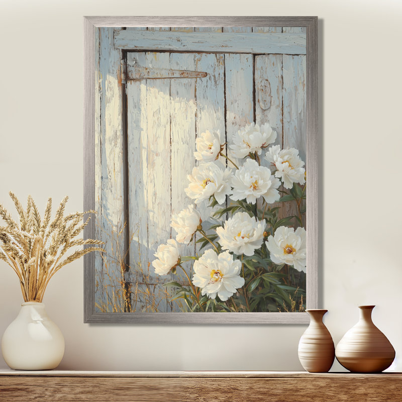 Ehmann - reproduction d'art sur toile florale, H 32 po x l 16 po, Reproduction encadrée d'une seule photo, Argent argent