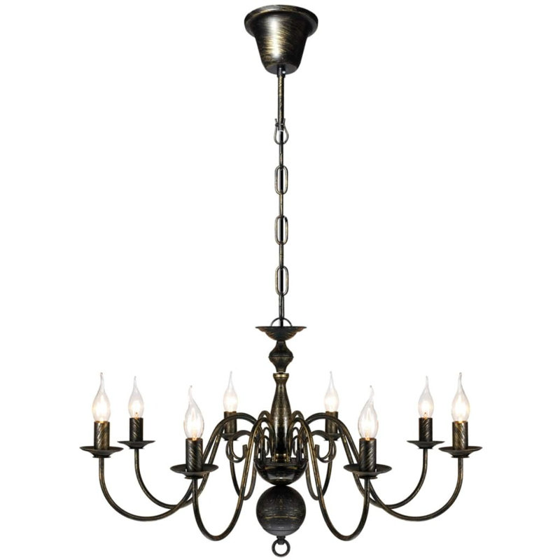 8 - Light Candle Style Chandelier, Black