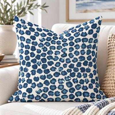 Housse de coussin en mélange de lin Indigo
