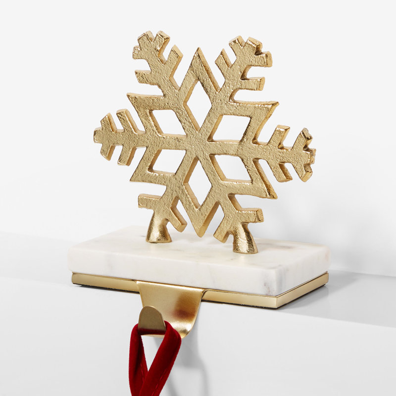 Personalization Mall Gold Metal & Marble Snowflake Christmas Stocking Holder