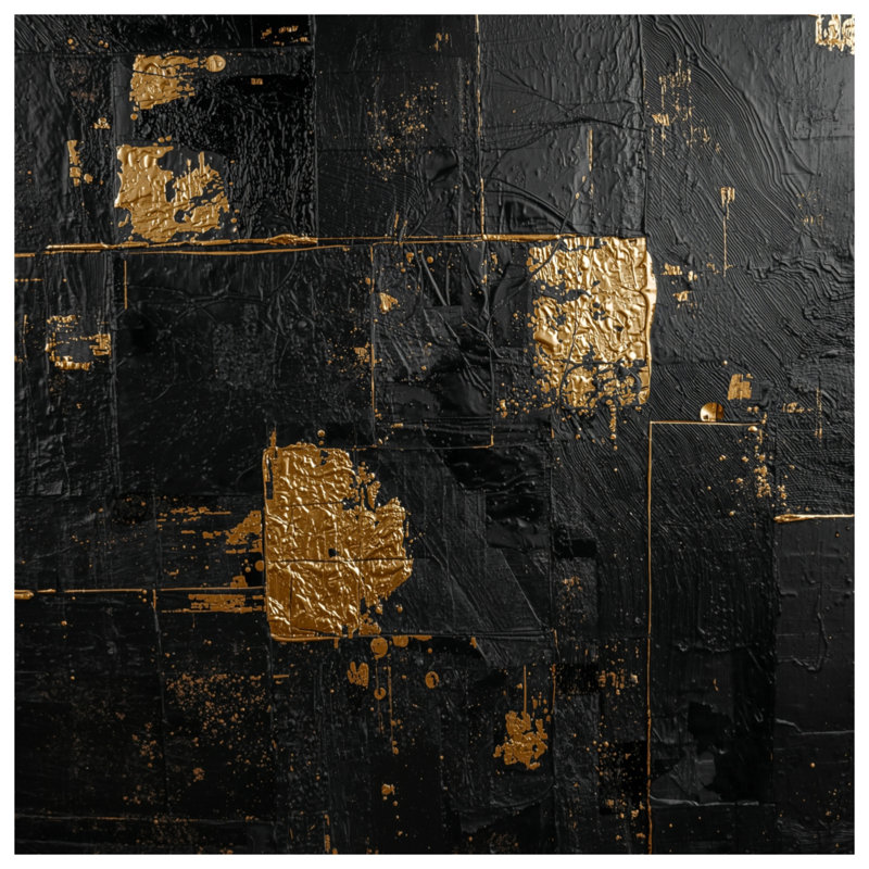 Black Gold Textured Abstract Duvet Covers, Queen