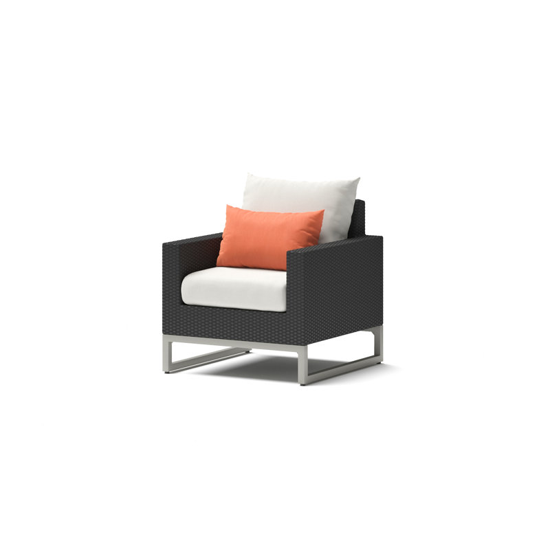 Atie Espresso 3 Piece Sunbrella Outdoor Club Chairs And Side Table - Cast Coral, White
