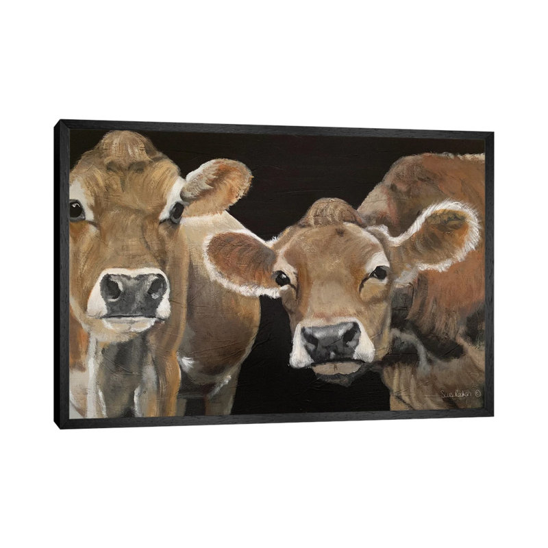 Hello There Cows by Suzi Reman - Gallery-Wrapped Canvas Giclée on Canvas, 66.04 cm H x 45.72 cm W, Black Framed