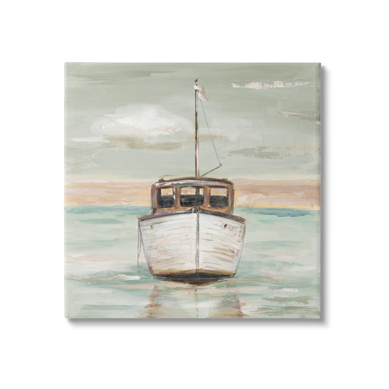 Navire d'eau naviguant dans l'océan, Plaque murale, H 17 po x l 17 po x P 1,5 po