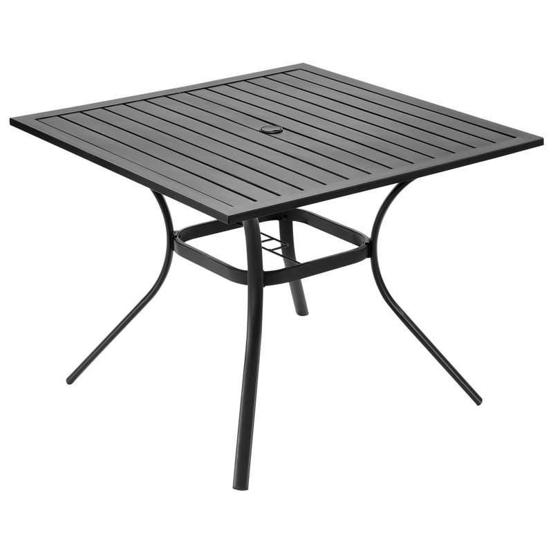 Rectangular Metal Outdoor Dining Table With Umbrella Hole , 94cm W 94cm D