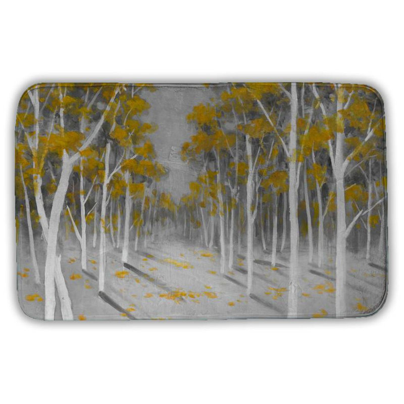 Yellow birch forest Bath Mat with Non-Slip Backing - Quick Dry Memory Foam Bathroom Rug - Absorbent - Modern Plush Spa-Style - Machine Washable