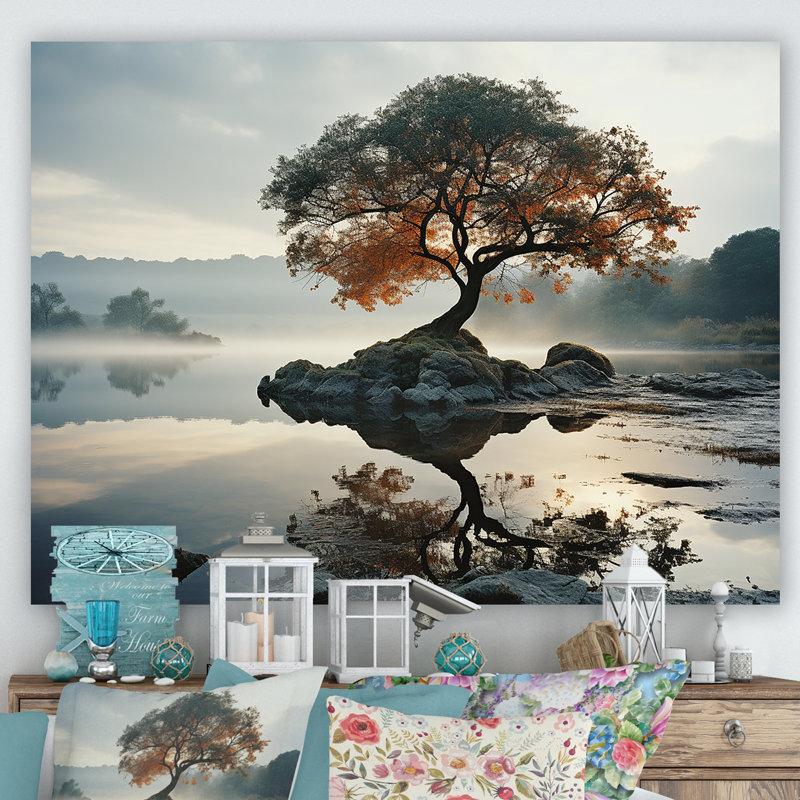 «Lake Tree Tranquility», reproduction sur toile, Toile tendue, H 30 po x l 40 po x P 1,5 po