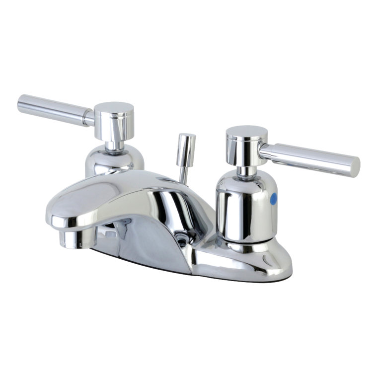 Kingston Brass Concord Two-Handle 3-Hole Deck Mount 4" Centerset Bathroom Faucet with Plastic Pop-Up
