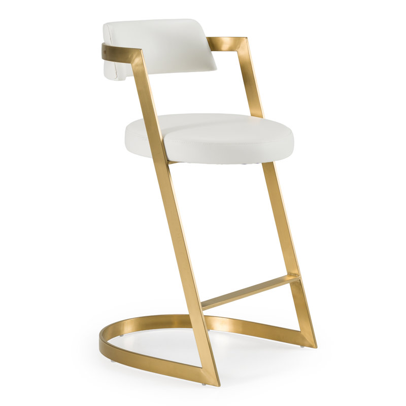Chavez - Pleather + Gold Counter Stool, White