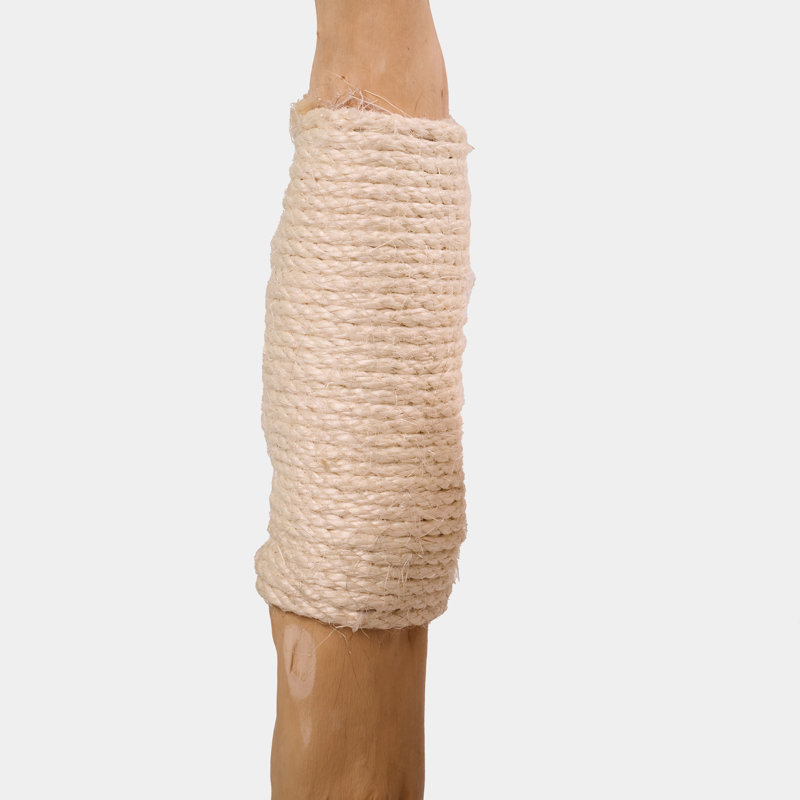 Natural Wood and Sisal Freestanding Cat Tree with Plush Condo