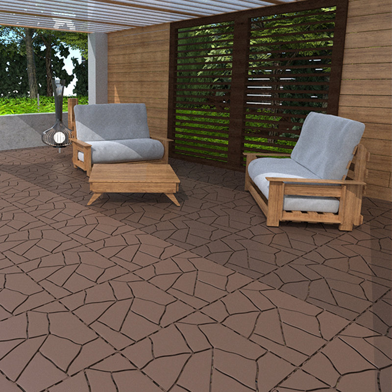 12"X12" Plastic Waterproof Interlocking Deck Tiles For Patio, Brown