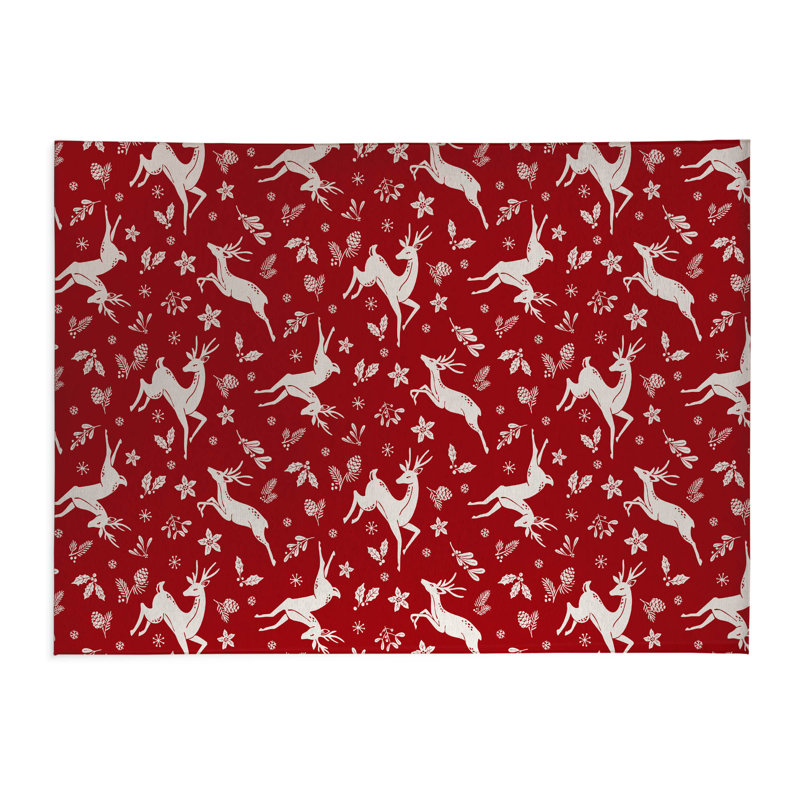Tapis de cuisine à profil bas, Rectangulaire 2 pi x 3 pi, Rouge / Blanc