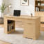 Bureau cannelé moderne avec armoire de rangement et tiroirs, bureau d'écriture pour ordinateur avec prise de courant, panneau perforé, tablettes intégrées et plateau à clavier pour bureau, salon, bureau à domicile-1843242869