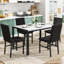 Ensemble de table de salle à manger 5 pièces pour 4 personnes, table de salle à manger moderne en faux marbre avec 4 chaises rembourrées en tissu écossais, table de cuisine moderne et ensemble de chaises pour petit espace, salle à manger, coin repas-1426005589