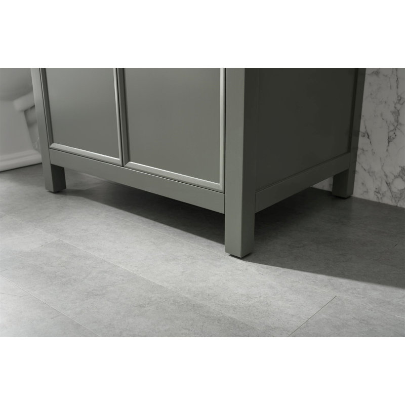 Malek 30'' Single Bathroom Vanity with Marble Top, Pewter Green