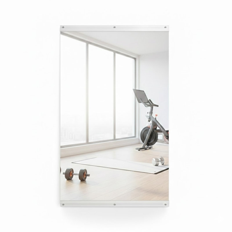 Large Home Gym Mirror 36 x 60 Inch 1 Piece Single Panel Oversized Dance Studio Mirror Wall Mounted Frameless Full Length Tempered Glass Mirror