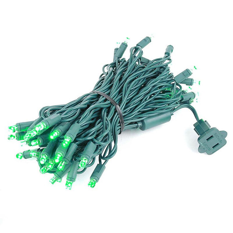 Mini guirlande de 25 lumières DEL d'extérieur à angle large 25 ', Vert, Vert