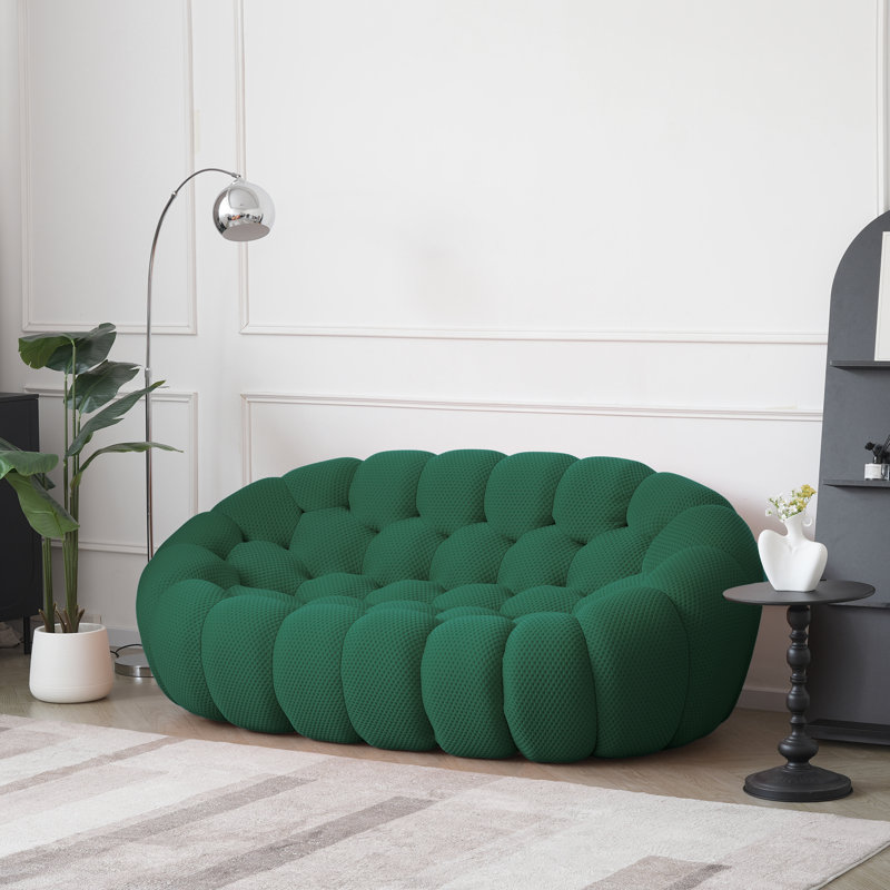 Canapé rembourré Cenie, sans assemblage requis, Vert, H 30,71 po x l 98,43 po x P 42,52 po