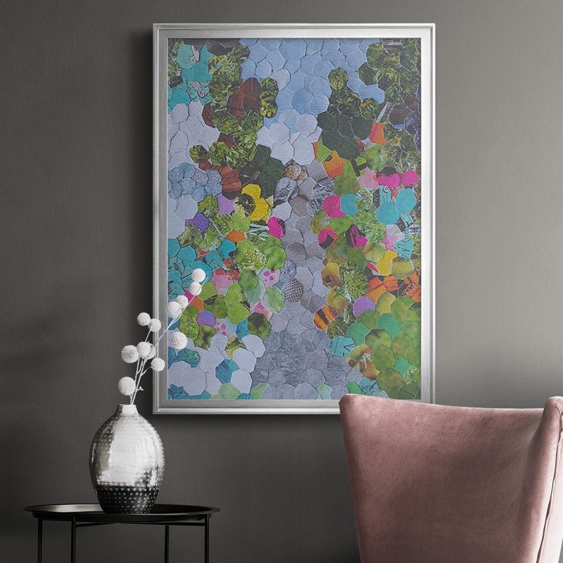 Magenta Garden, reproduction encadrée de qualité supérieure - prête à être accrochée, Encadrement argenté