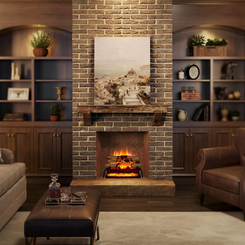 BASKET FLAMME 58cm W Black Electric Fireplace, White Birch