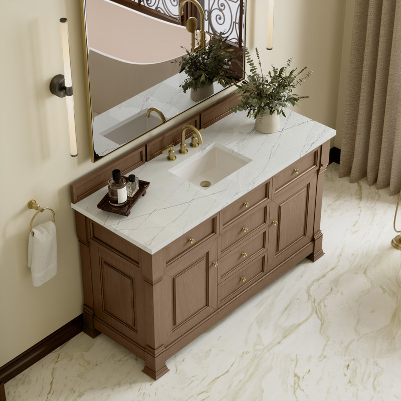 Brookfield Single Vanity, Widespread, Pecan, Ethereal Noctis