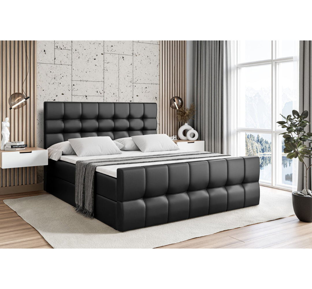 Box spring bed with bed box and topper