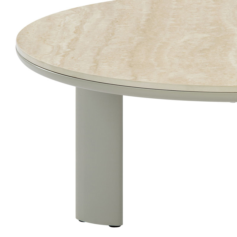 Table basse, plateau en céramique et finition gris clair