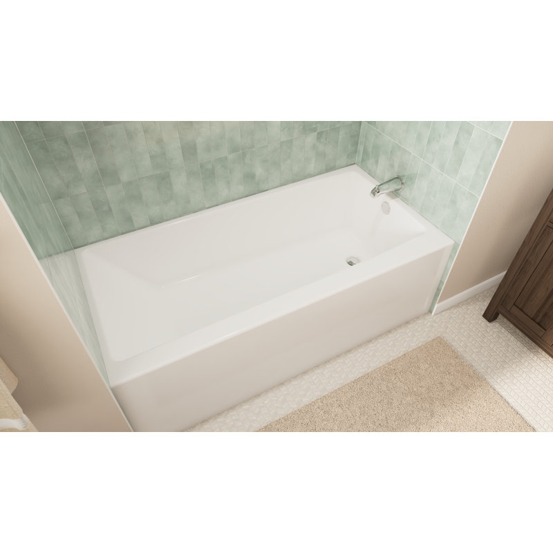Prism 60 in. L x 36 in. W Acrylic Alcove Drain Bathtub, White, Right