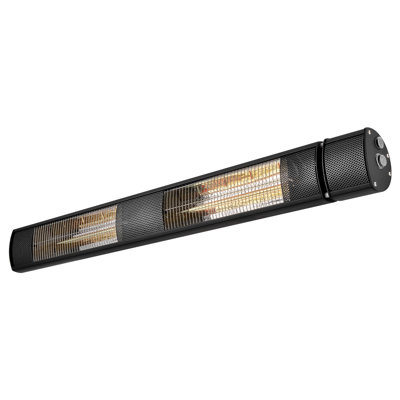 Chaufferette à infrarouges 3000 W pour l'extérieur, noir, commande à distance et mécanique, 3 réglages de chaleur, alliage d'aluminium et acier laminé à froid, pour les patios, les cours arrière, les balcons