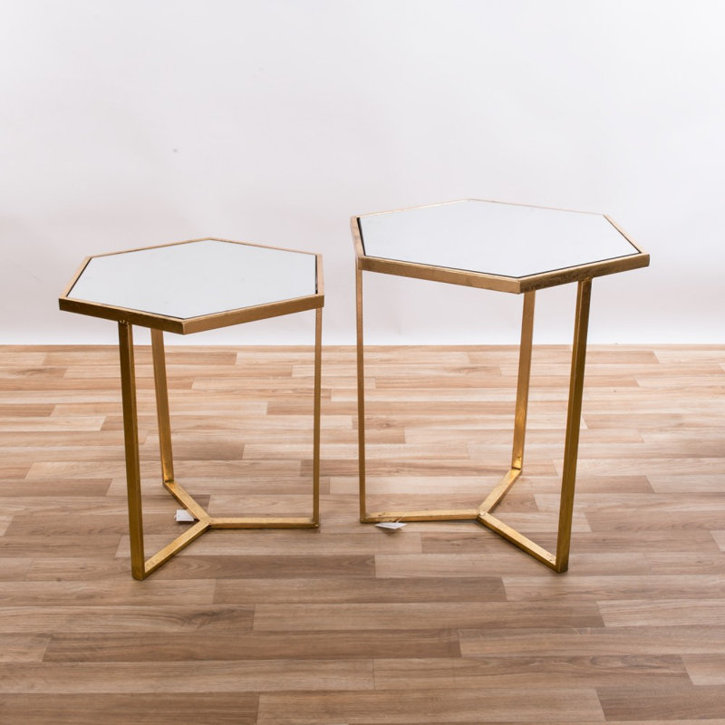 Harva 2 Piece Nest of Tables, Gold