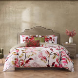 Bebejan Leaves on Linen 100% Cotton Sateen 5 Piece Reversible Comforter Set