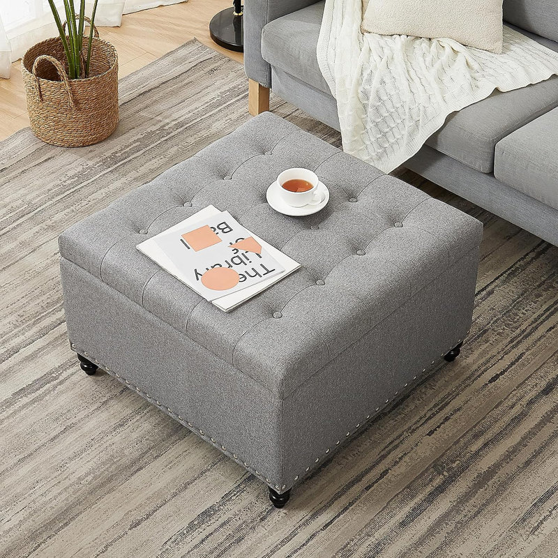 Très grand banc de repose-pieds Boudicca, Mélange de coton gris
