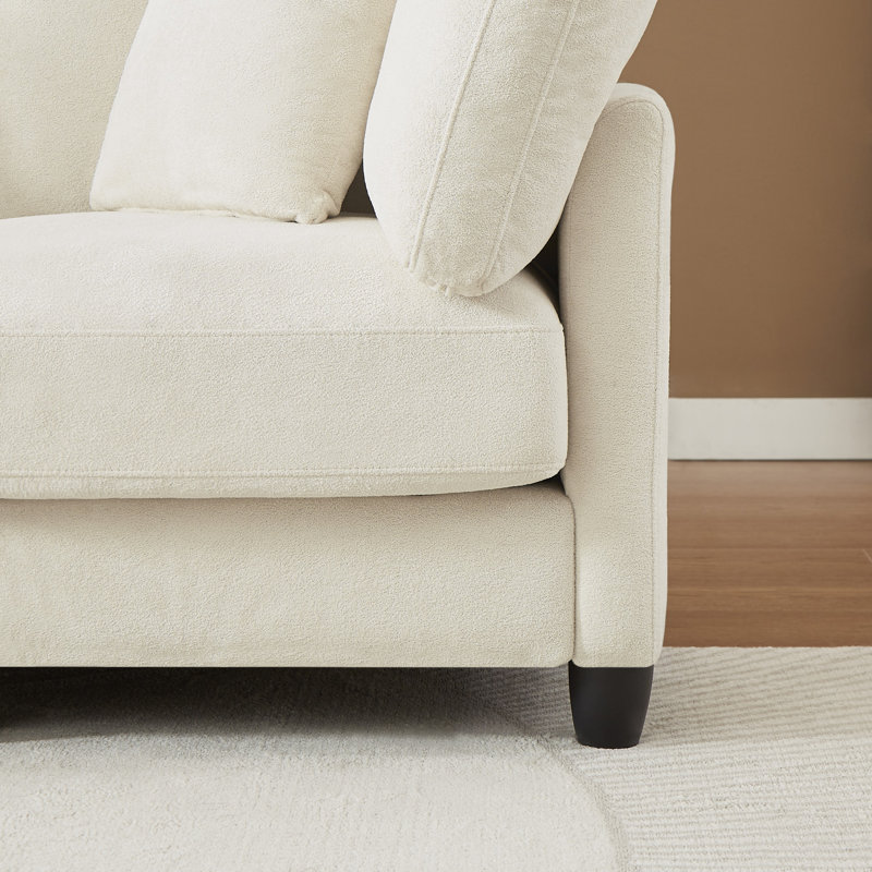 Warenne Upholstered L-Shaped Sectional, Beige Fabric