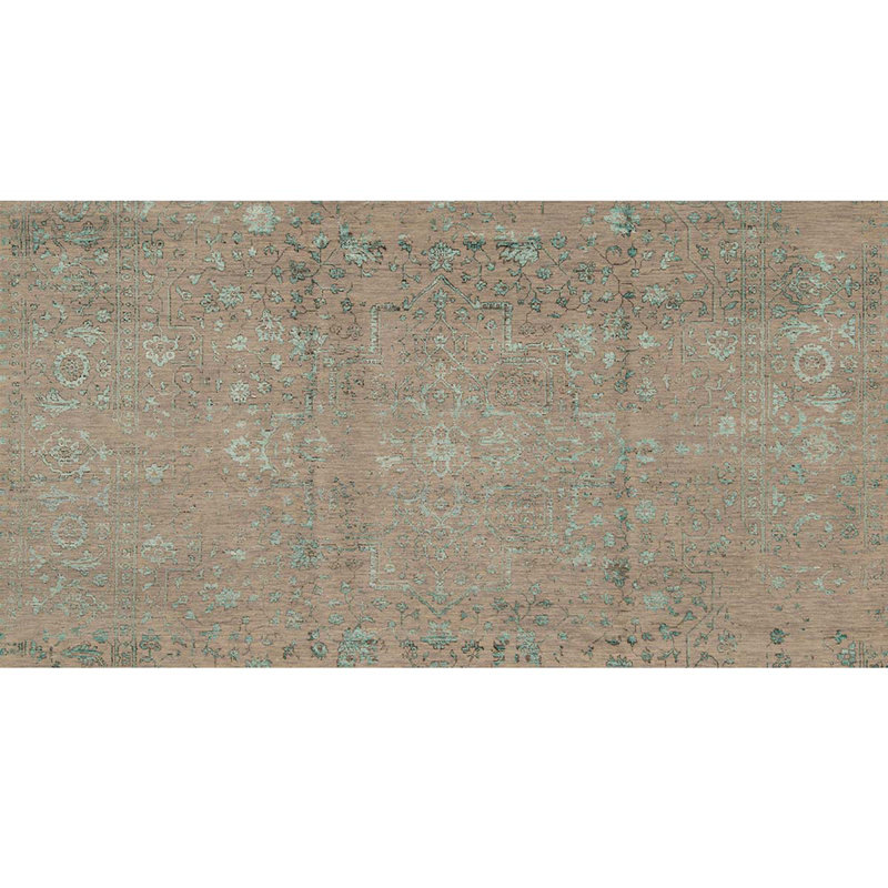 Floral Area Rug in Tan/Mint