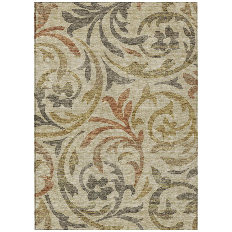 Tapis floral lavable intérieur / extérieur 5 pi x 8 pi
