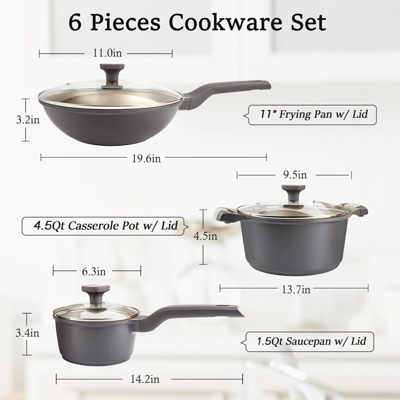 6 - Piece Non-Stick Aluminum Cookware Set