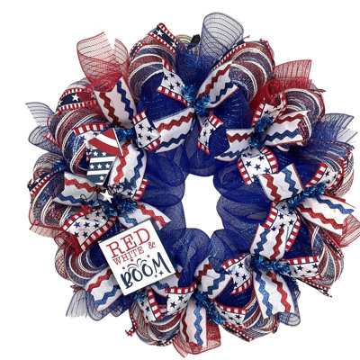 Red White & Boom Patriotic Door Wreath Handmade