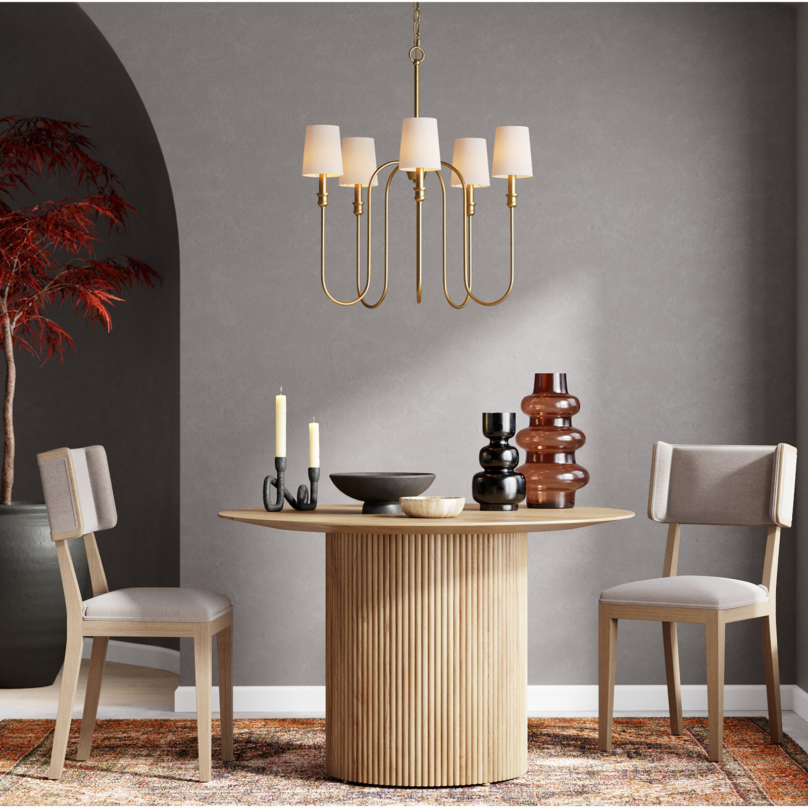 Sanibel 5-Light Chandelier, Natural Brass