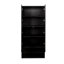 Bibliothèque noire avec lumières à DEL, 4 tablettes, 2 tiroirs et portes en verre pour le rangement d'étude - portes éclairées, étagère de chambre à coucher